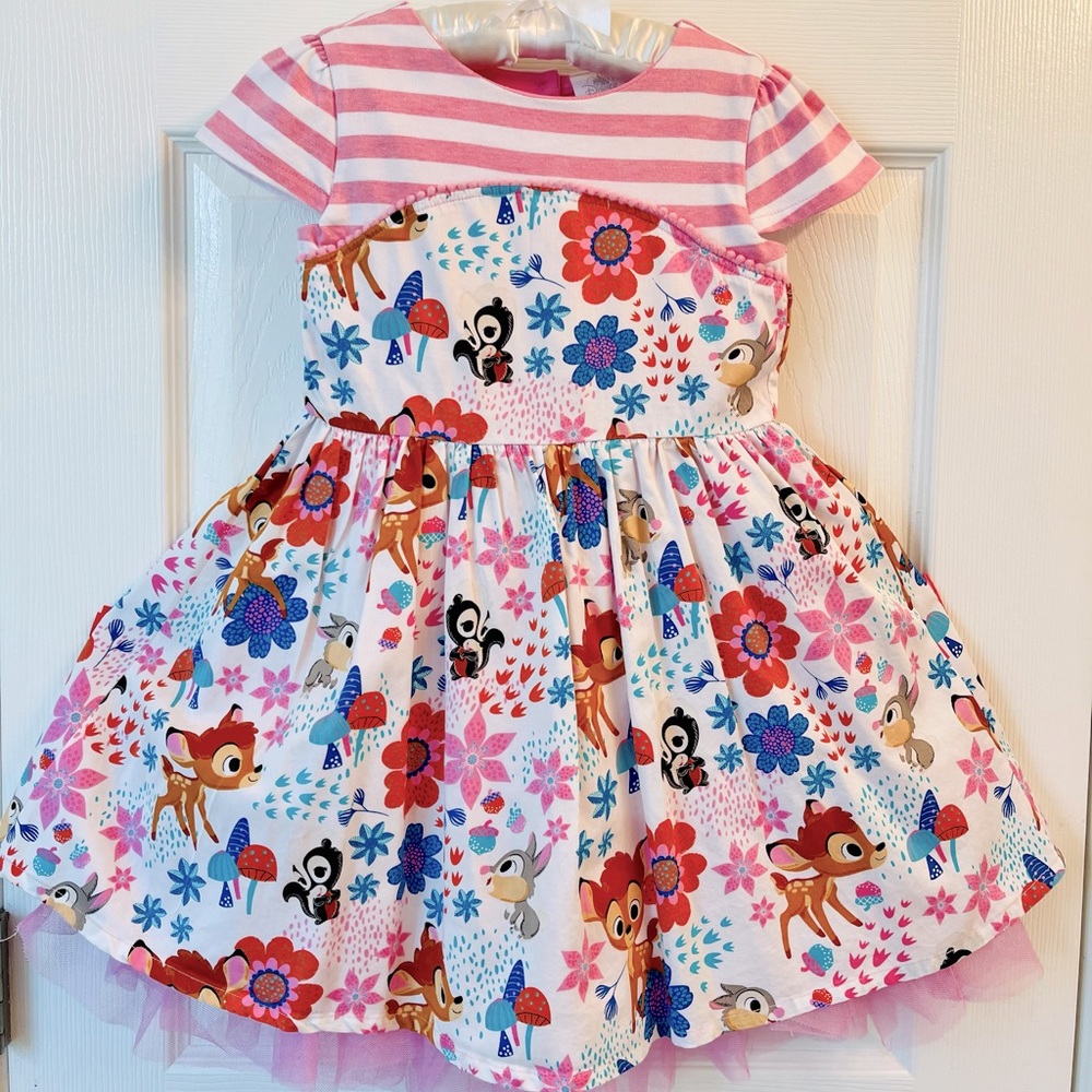 Girls Pink Striped Disney Bambi Dress